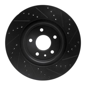 Ford Flex Brake Rotor (1) - Front Left - R1 Concepts - Drilled & Slotted - Black - `11-`19